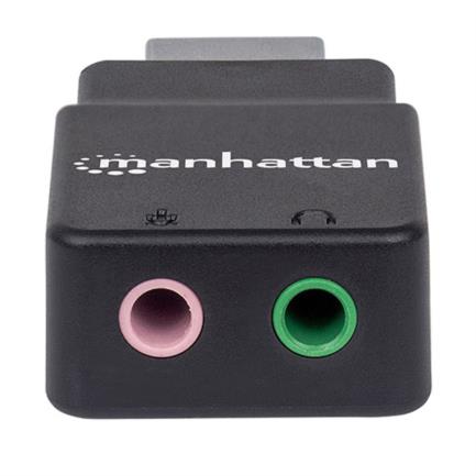 Adaptador Manhattan Sonido Estéreo USB Alta Velocidad a Puertos 3.5mm Color Negro