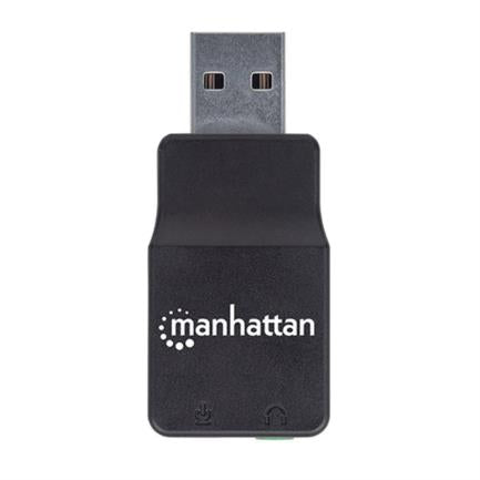 Adaptador Manhattan Sonido Estéreo USB Alta Velocidad a Puertos 3.5mm Color Negro