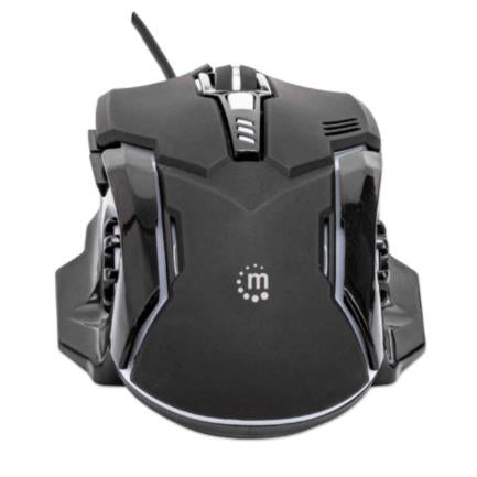 Mouse Manhattan Gaming Óptico LED 6 Botones Color Negro