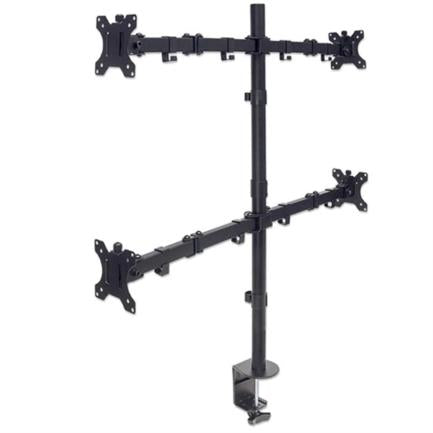 Soporte Monitor Manhattan para 4 Monitores 13" a 32" Escritorio Brazos Doble Articulación Color Negro