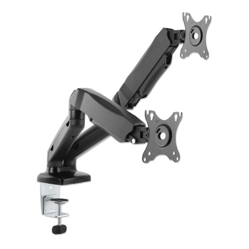 Soporte MANHATTAN de aluminio con pistones de gas p/2 monitores 17 a 32