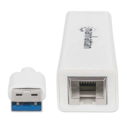 Adaptador Manhattan Súper Velocidad USB 3.0 a RJ-45 GB Ethernet Color Blanco