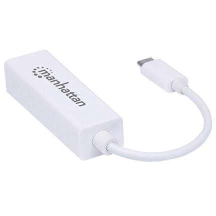 Adaptador Manhattan USB C 3.1 a Red Gigabit 10/100/1000 Mbps Color Blanco