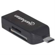 Lector de Tarjetas Manhattan OTG 24 en 1 con Puerto USB 2.0 Color Negro