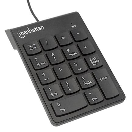 Teclado Numérico Manhattan Alámbrico USB 18 Teclas Color Negro