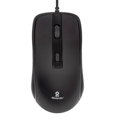 BRobotix MOUSE ALÁMBRICO, USB, 1600 DPIs, Color Negro, Plug and Play - Mouse USB - Mouse Óptico - Ratón, PC Escritorio Laptop Notebook, Laptop, Notebook, Computadora - Compatible con Windows , HP , Lenovo, Dell , Asus