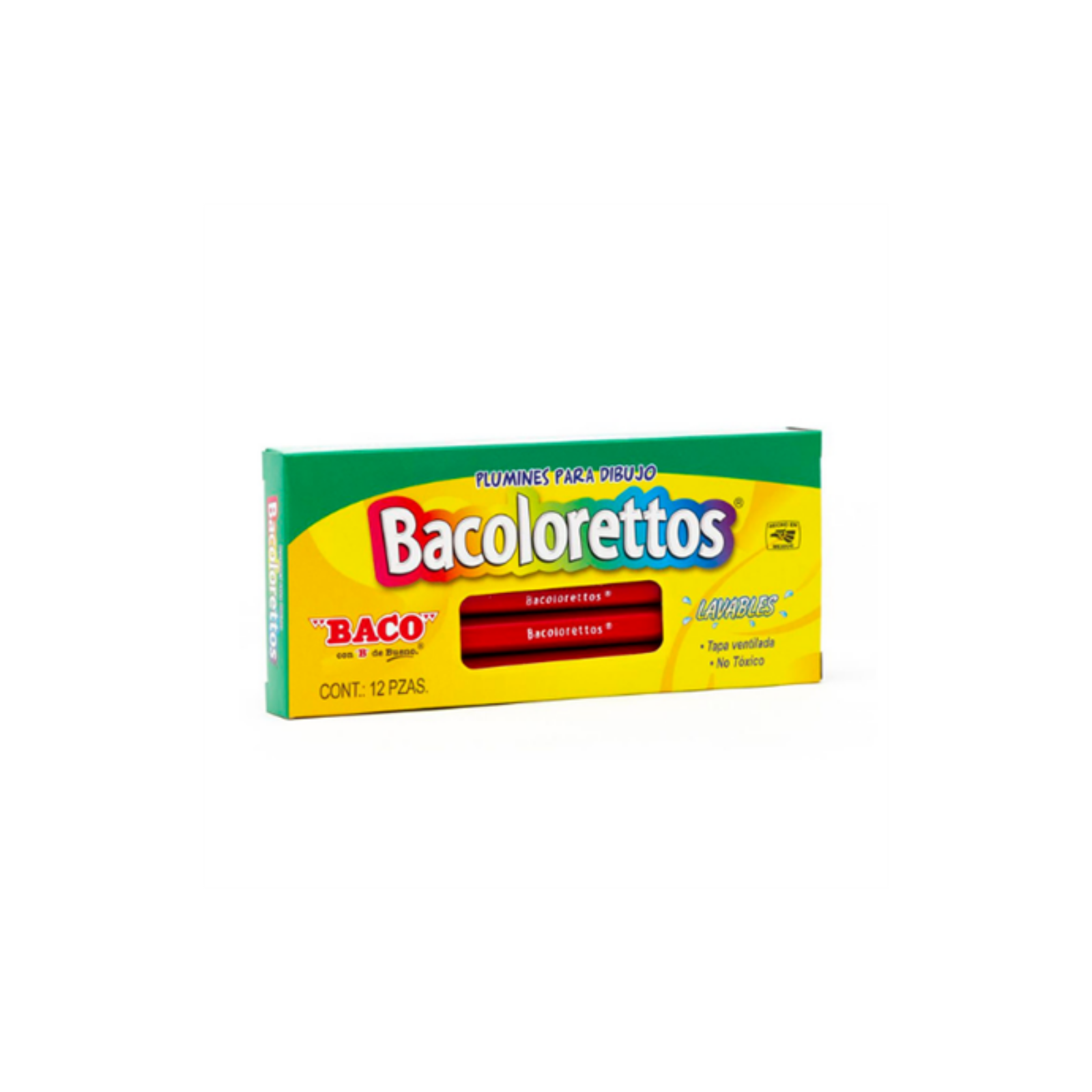 Marcador Baco Plumin Bacoloretto Color Rojo C/12 Pzas