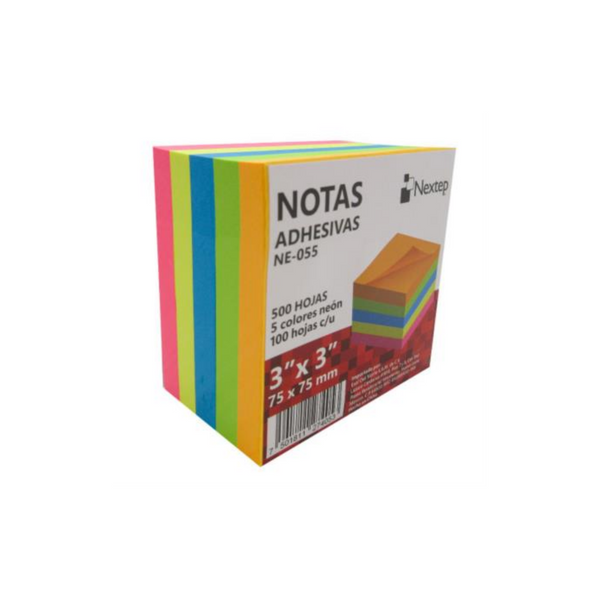 Notas Adhesivas Nextep 3x3 Neón 5 Bloques 500 Hojas