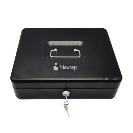 Caja Dinero Nextep Metalica Extra Grande 30 cm Bandeja Con Clips Para 4 Billetes