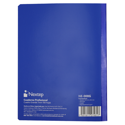 Cuaderno Nextep Profesional Cuadro Grande C7 100 Hojas Cosido
