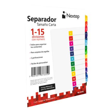 Separador Nextep Economico 15 Divisiones con Numero