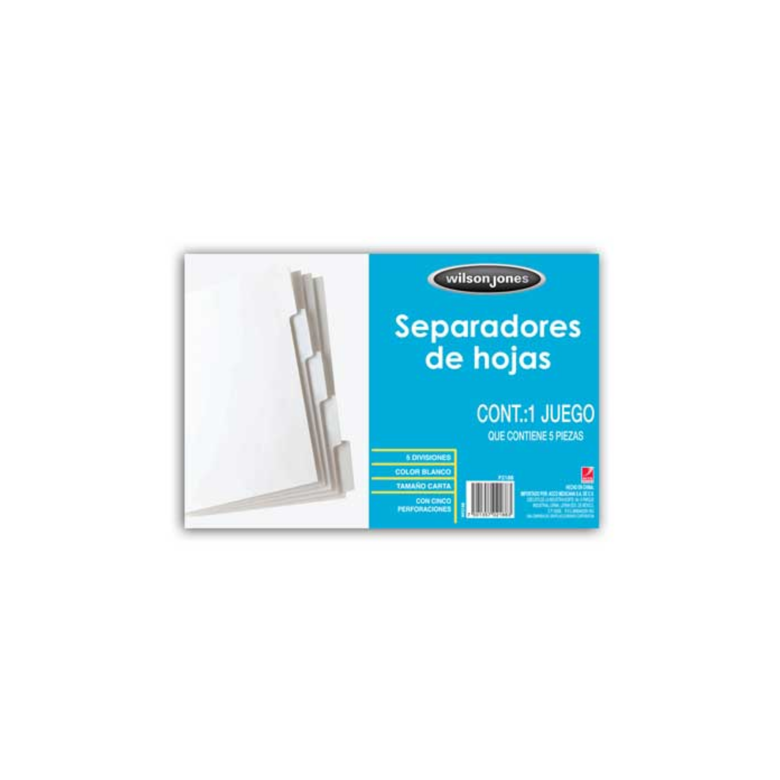 SEPARADOR ACCO 5 DIVISIONES PAPEL BLANCO