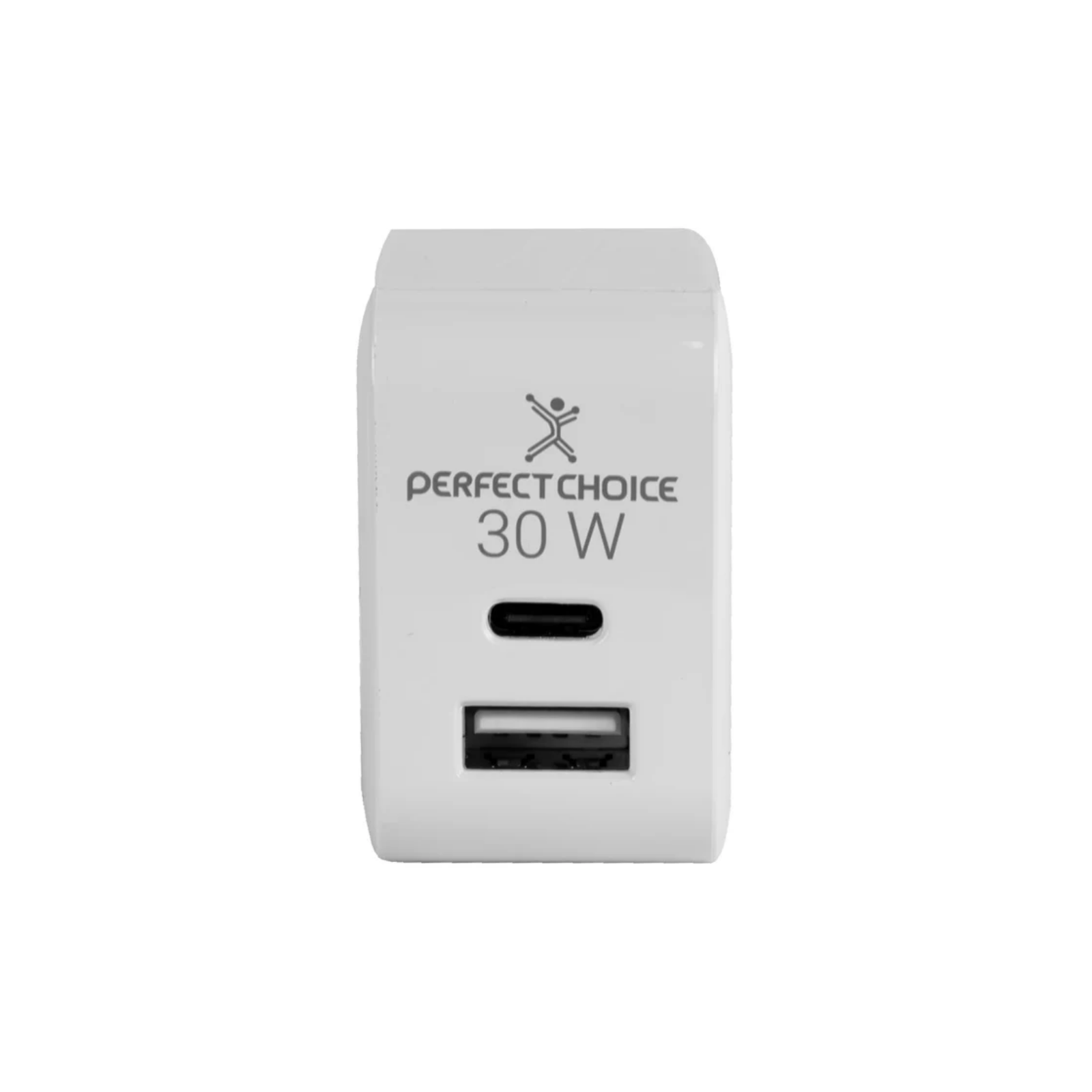 Adaptador de Corriente Perfect Choice 30W Carga Rápida Puertos USB C+A Blanco