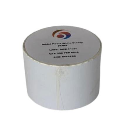 Papel Six Graphics Blanco Brillante Adhesivo Acrilico Respaldo 4 x 6" Core 1 250 Etiquetas por Rollo