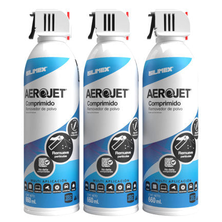 REMOVEDOR DE POLVO SILIMEX AEROJET TRIO  660ML CON VÁLVULA 360°