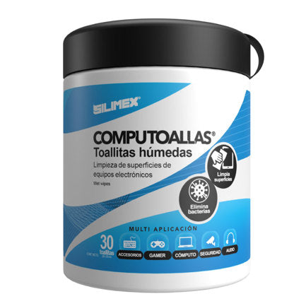 TOALLAS HÚMEDAS LIMPIADORAS SILIMEX COMPUTOALLAS C/30PZ