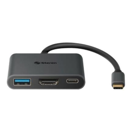 Adaptador Steren USB-C a HDMI/USB 3.0/USB-C Color Negro