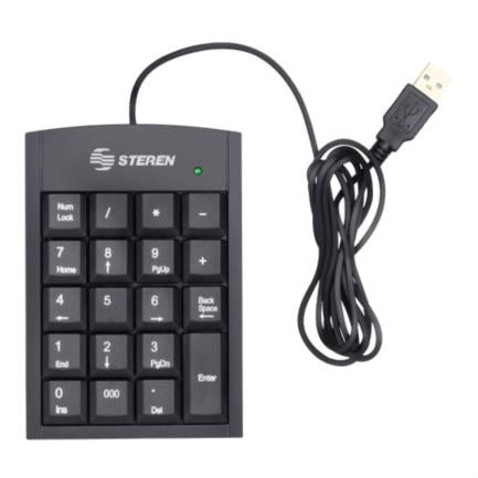 Teclado Numérico Steren USB Extra Plano 19 Teclas Color Negro