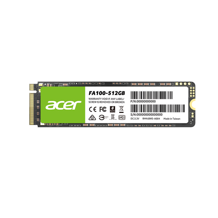 Unidad Biwin SSD Acer FA100 NVMe 512GB M.2 2200 MB/s Escritura 3200 MB/s Lectura PCI Express 3.0