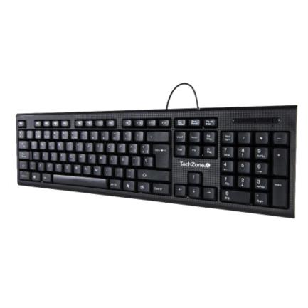Teclado Alámbrico TechZone USB Tecnología Plug-Play Color Negro 1 Año Garantía