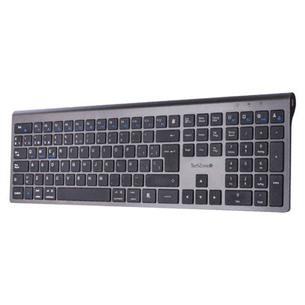 Teclado TechZone Hefestos Recargable Multipunto Bluetooth 10m de Alcance Color Plata