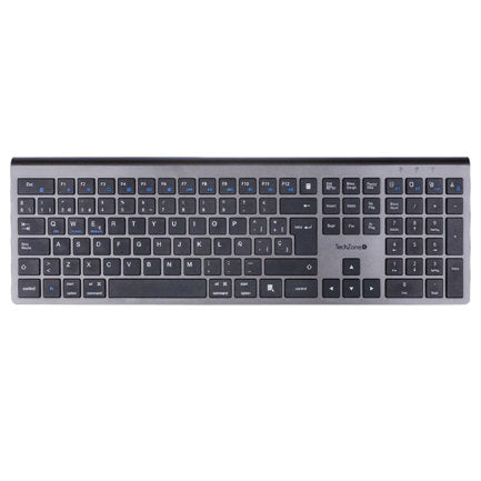 Teclado TechZone Hefestos Recargable Multipunto Bluetooth 10m de Alcance Color Plata