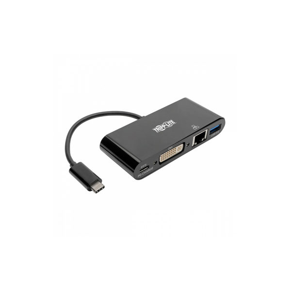 Adaptador Multipuerto Tripp Lite USB-C/Dvi/USB-A/GbE Carga PD Color Negro