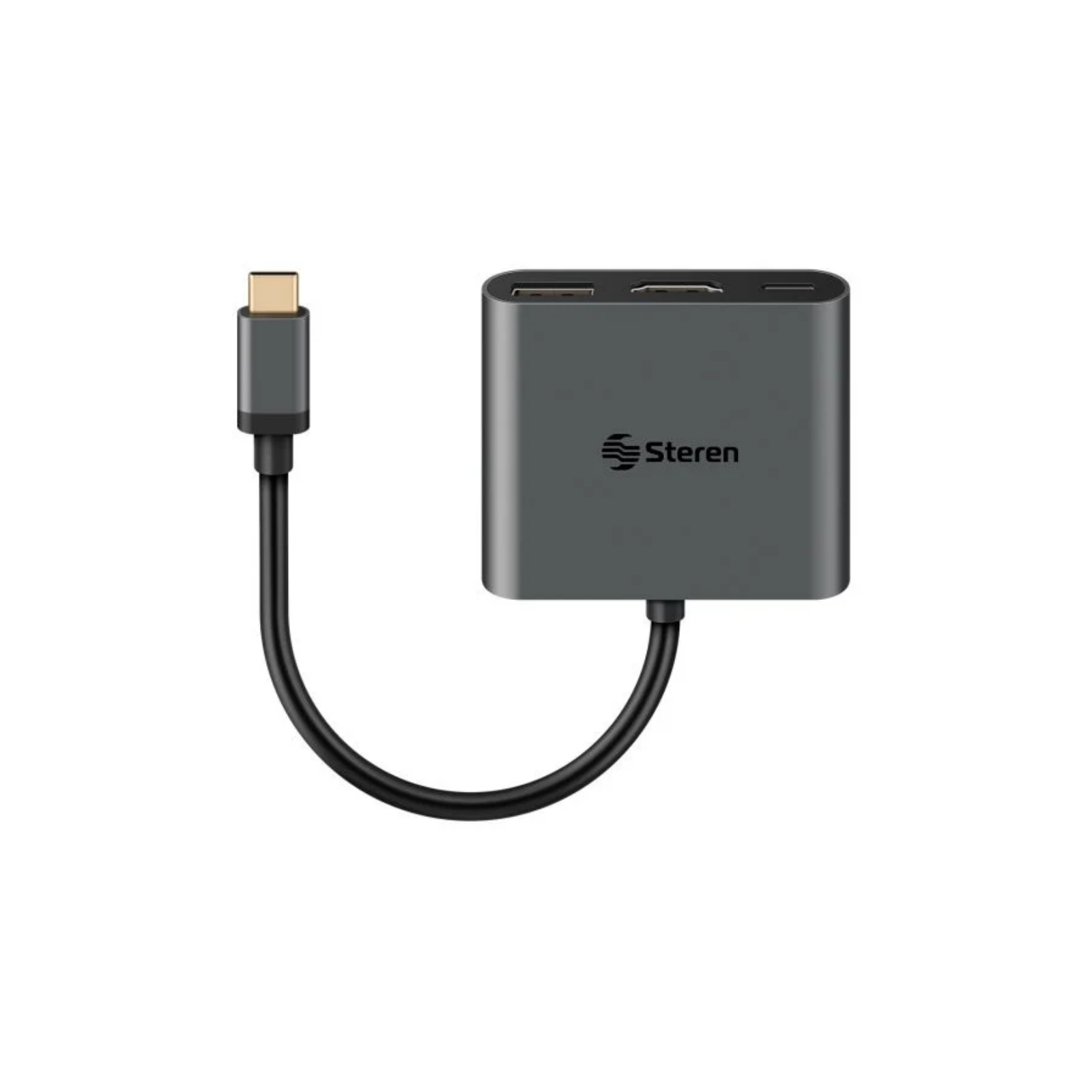 Adaptador Steren USB-C a HDMI/USB 3.0/USB-C Color Negro