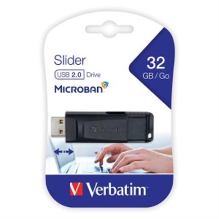 Memoria USB VERBATIM Flash 2.0 Slider 32GB - Negro