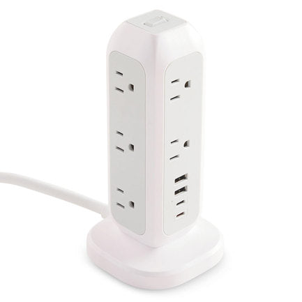 Torre Multicontacto Verbatim con 11 Tomas de Corriente y Protección contra Sobrecarga Puertos 2xUSB-C 2xUSB-A