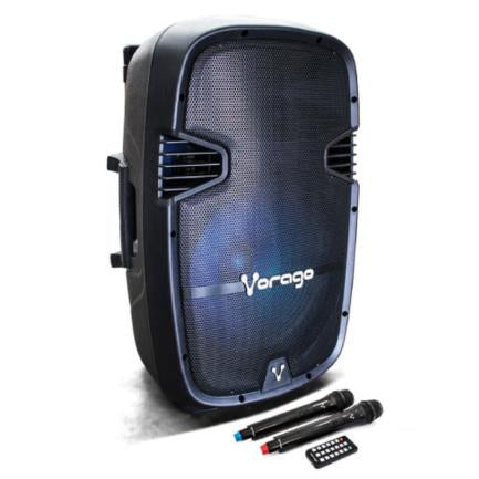 Bocina Bafle Vorago Karaoke KSP-500 15" Bluetooth TWS 2 Micrófonos Color Negro