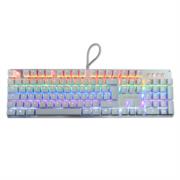 Teclado Mecánico Vorago Game Factor KBG400 Rainbow Switch Rojo USB Color Blanco