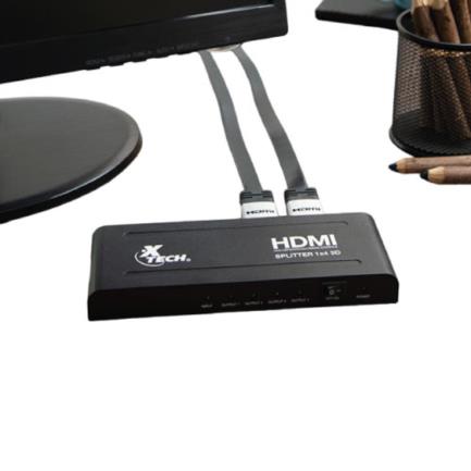 Multiplicador HDMI XTech XHA-410 de 4 Salidas Alimentación Propia Resolución 1920x1080p 1 Conector Hembra