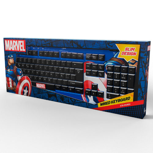 Teclado XTech Full Size Capitan America Marvel XTech XTK-M401CA - Teclas multimedia - Español - Conexion USB