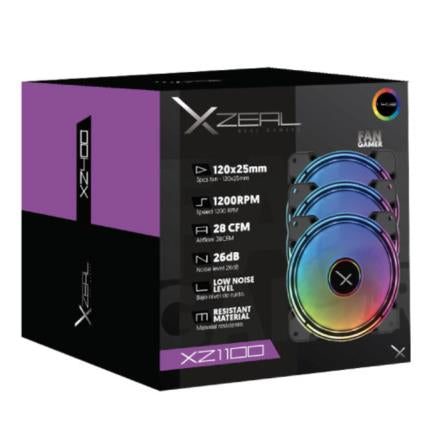 Kit Ventiladores Xzeal XZ1100 ARGB 120x25mm 1200 RPM