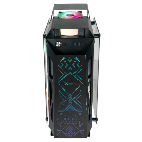 Gabinete Gamer Micro Tower Xzeal IR02 M-ATX Panel Izq. Vidrio  Panel Der. Vidrio  Metal 1xUSB1.0  1xUSD3.0  3.5 mm  4 ARGB Fans  1 HUB Negro con RGB