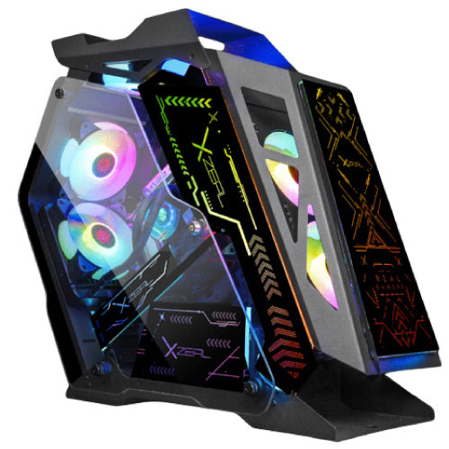 Gabinete Gamer Micro Tower Xzeal IR02 M-ATX Panel Izq. Vidrio  Panel Der. Vidrio  Metal 1xUSB1.0  1xUSD3.0  3.5 mm  4 ARGB Fans  1 HUB Negro con RGB