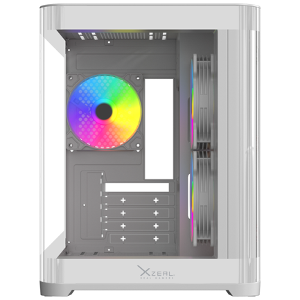 Gabinete Curvo Xzeal M-ATX/ITX 2x USB 2.0 + 1x USB 3.0 + 3.5 mm + 3  Ventiladores RGB Blanco