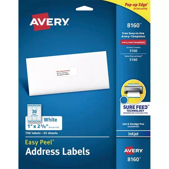 Etiqueta tecnología inkjet AVERY color b lanco