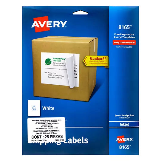 Etiqueta tecnología inkjet AVERY color b lanco