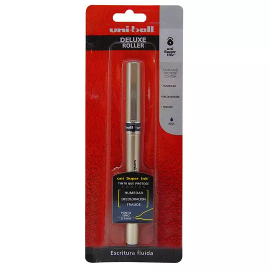 Bolígrafo antifraude fino Uni Ball Delux e 0.7 mm color azul blíster
