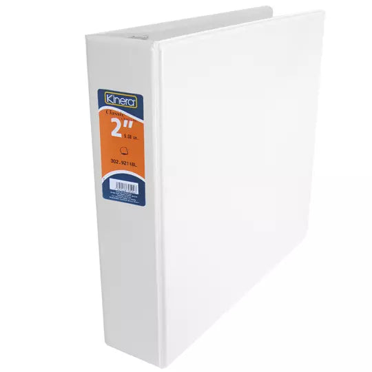 Carpeta panorámica con cristal Kinera ca rta herraje 2 pulgadas "D" color blanco