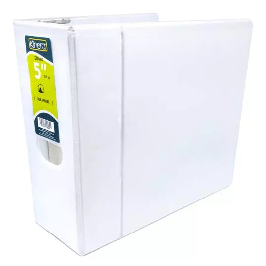 Carpeta panorámica con cristal Kinera ca rta herraje 5 pulgadas "D" color blanco