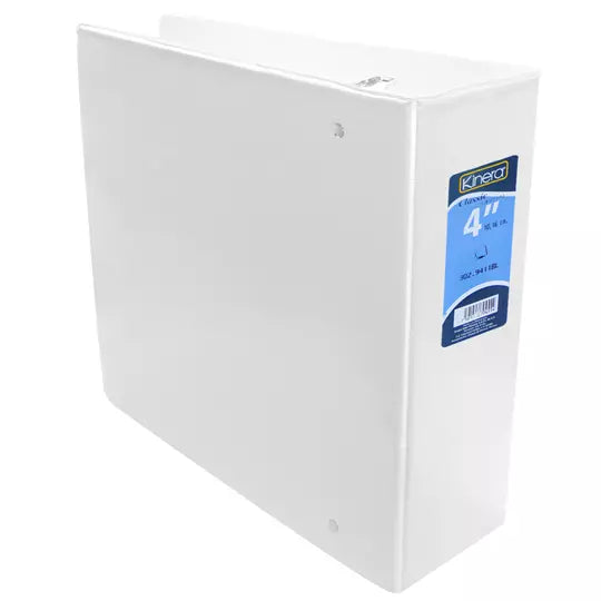 Carpeta panorámica con cristal Kinera ca rta herraje 4 pulgadas "D" color blanco