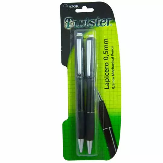 Lapicero HB Azor Twister 0.5 mm color ne gro blíster con 2 pzas