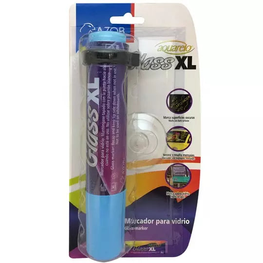 Marcador para vidrio Aquarelo Glass XL p unta cincel 16 mm color azul blíster