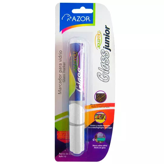 Marcador para vidrio Aquarelo Glass Jr. punta bala 4 mm color blanco blíster