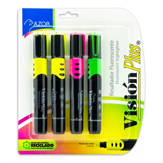 Resaltador de texto Vision Plus cincel 6 mm colores surtidos blíster 4 pzas