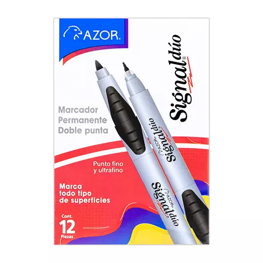 Marcador doble punta bala Signal Duo col or rojo caja con 12 piezas