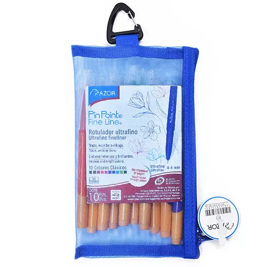 Rotulador ultrafino Azor Fine Line 0.4 m m colores surtidos estuche con 10 piezas